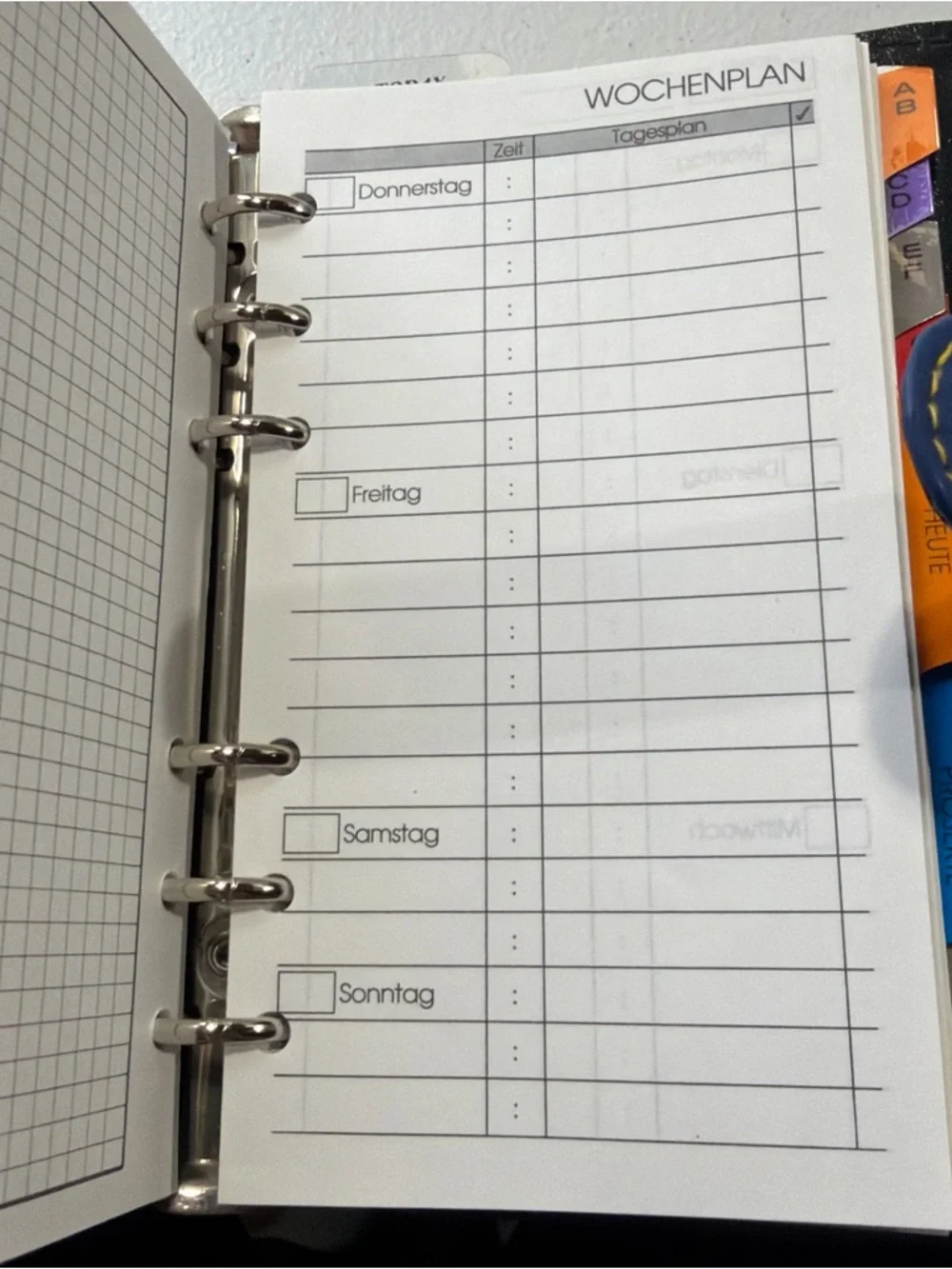 German Day Timer Planner Multi Color Organizer Binder With Id Slot & Pen Holder